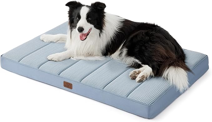 Bedsure Cooling Dog Bed for Crate - Large Orthopedic Flat Puppy Beds with Removable Washable Cover, Egg Crate Foam Pet Mat, Suitable for Pet Up to 50 lbs-PawvioPets