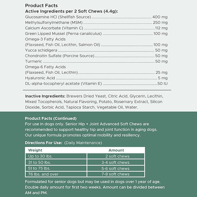 Glucosamine for Dogs Hip and Joint Supplement - 120 Senior Dogs Mobility Soft Chews - Made with Glucosamine, MSM, Chondroitin, Green Lipped Mussels and More - Made in The USA-PawvioPets