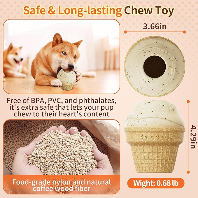 Dog Treat Dispenser Toy Interactive, Frozen Treat Toy Reduces Anxiety, Chew Toys for Aggressive Chewers, Birthday Enrichment Toy, Dog Treat Toys to Keep Them Busy for All Breeds-PawvioPets