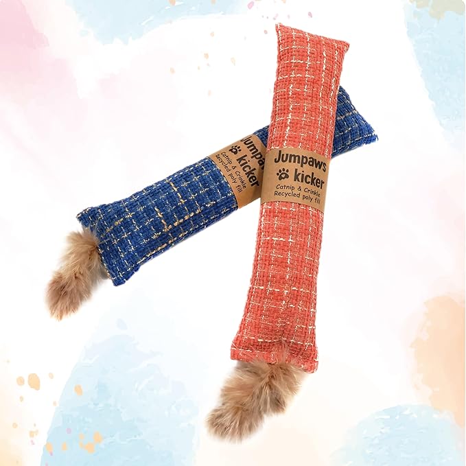 2 Pack Natural Interactive Catnip Cat Kicker Toys, Bite Resistant Chew Toy, Accessories for Indoor Cat (Twill Weave)-PawvioPets