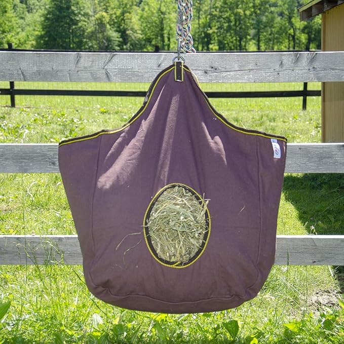 Derby Originals Large 24 OZ Canvas Horse Hay Bag 2 Sided Combo Design X Wide Gusset and 6 Month Warranty-PawvioPets