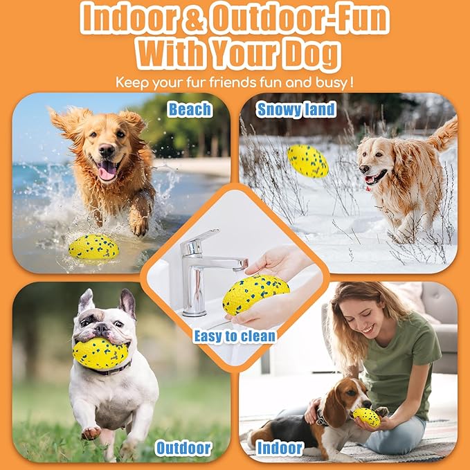 4.72" Indestructible Large Rugby Balls for Aggressive Chewers Durable Olive Bouncy Interactive Football Toy for Dogs Fetch Game Lightweight Floating Outdoor Training, Yellow-PawvioPets