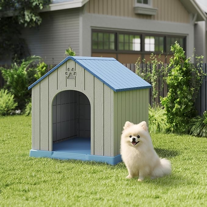 DRATO Dog Houses Resin Small Indoor Outdoor Dog Kennel for All-Weather Use Cozy Shelter for Small Dogs in Home, Garden, or Balcony-PawvioPets