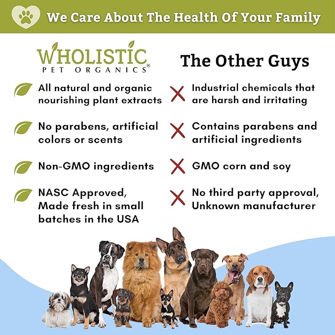 Wholistic Pet Organics Pet Shampoo Concentrate: Heavenly Herbal Organic Dog Shampoo and Conditioner - All Natural Puppy and Cat Shampoo for Dry, Itchy Skin, Allergies, Dandruff Shampoo-PawvioPets