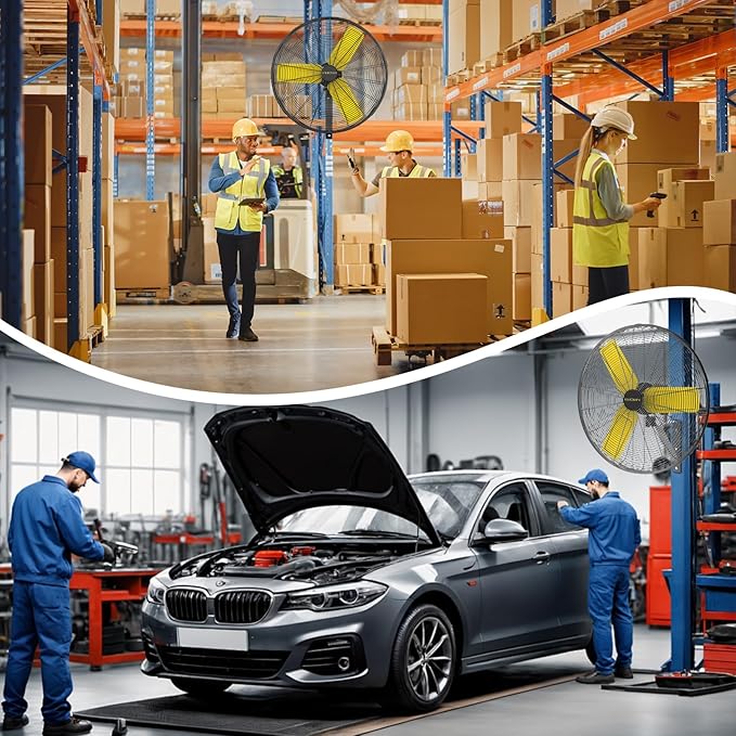 30 Inch Industrial Wall Mount Fan Oscillating with 2 Pack, 8900 CFM Commercial Metal Wall Fans with Poweful Motor, 3 Speed, Heavy Duty Construction Indoor for Warehouse, Workshops UL Listed-PawvioPets