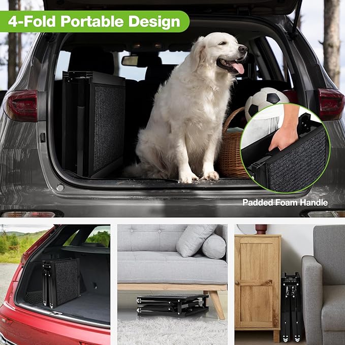 Dog Ramp for Car,63" x 17" Wide Folding Pet Ramp Dog Ramps for Medium & Large Dogs with Non-Slip Rug Surface ,Portable Dog Car Ramp for SUV Car & Truck, Outdoor Dog Ramp Up to 250 LBS-PawvioPets