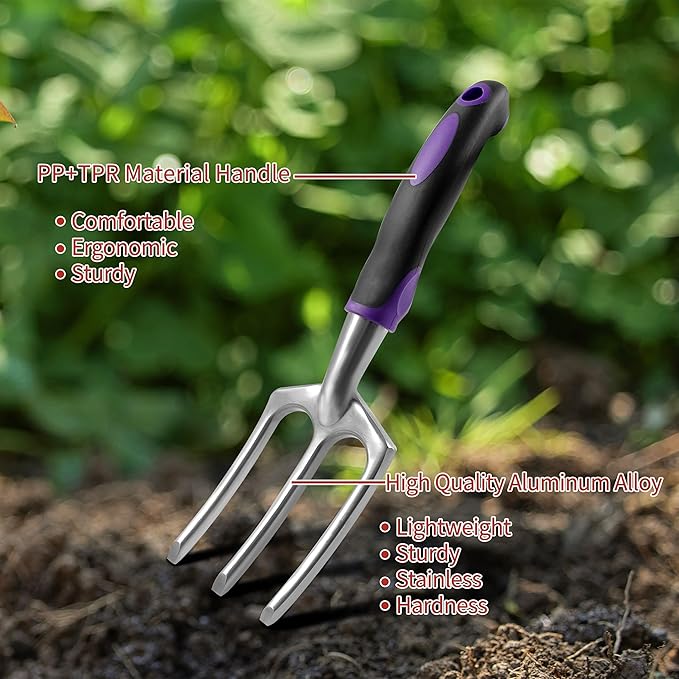 Gardening Tools – 42 Piece Premium Gardening Tool Set,Heavy Duty Hand Tools with Fashion Garden Tools Organizer Handbag,Rust-Proof Gardening Tool Kit, Ideal Gardening Gifts for Women((Purple Floral)-PawvioPets