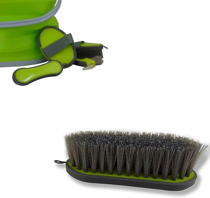 Collapsible Grooming Kit 10 Liter Bucket and 5 Grooming Tools - By Southwestern Equine (Lime Green)-PawvioPets