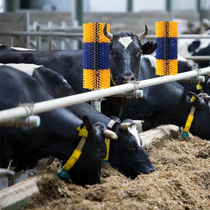 2PCS Livestock Scratching Brush, 17.5 x 7.8 Inch Goat Brushes for Grooming, Horse Brushes for Shedding, Livestock Brush with 8 Screws Great for Horse, Elk, Cattle, Pig, Sheep(Yellow)-PawvioPets