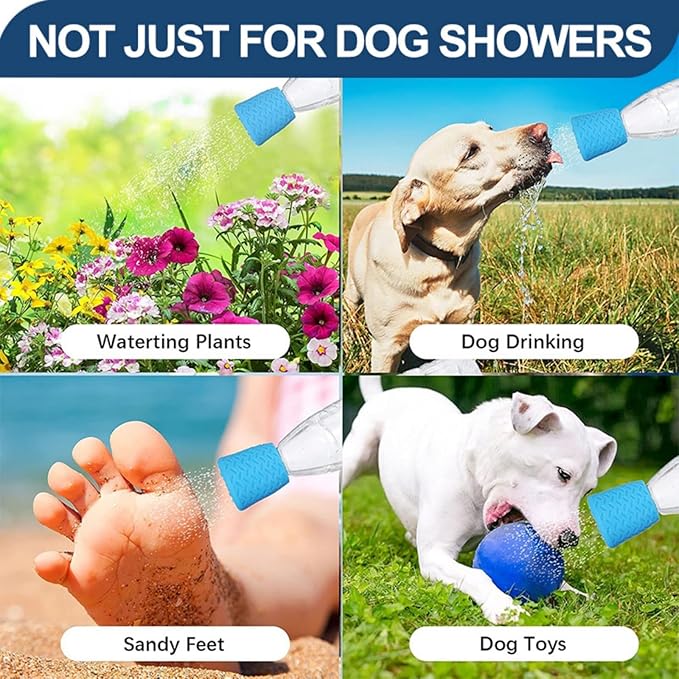 3 Piece Portable Outdoor Shower for Dogs Bottle Attachment Outdoor Sprayer Accessory for Most Plastic Water Bottles, Suitable for Bathing Pets During Outdoor Activities Camping.(Orange+Blue+Green)-PawvioPets