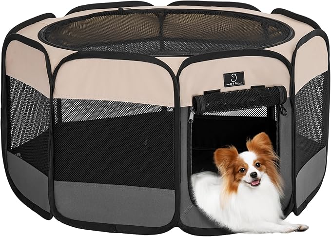 A4Pet Portable Kitten Playpen for Cats, 27" Foldable Pet Playpen for Puppy/Cat/Rabbit/Chick, with Removable Zipper Top & Mesh Panel(11”W × 7.5”H)-PawvioPets