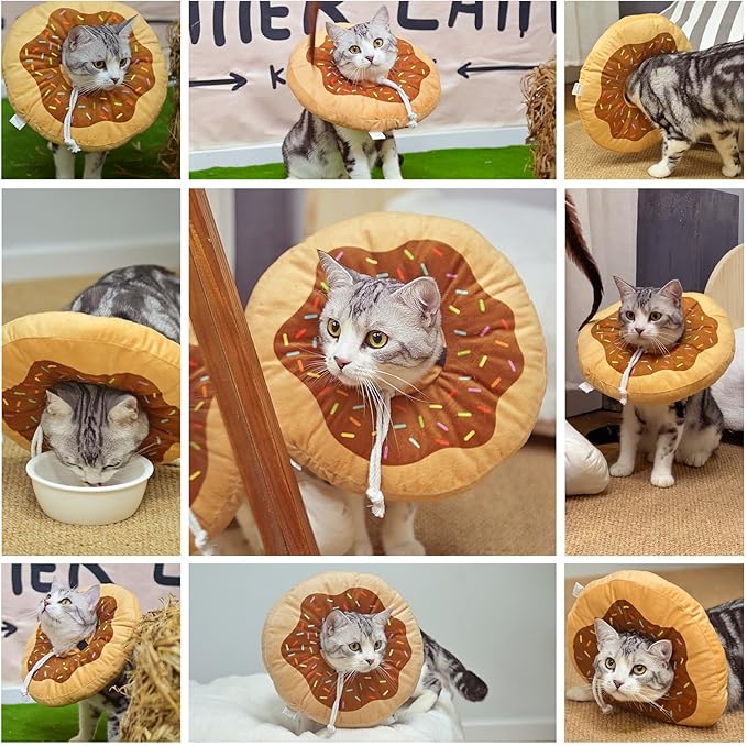 BEAUTYZOO Cat Cone Collars Soft, Cat Recovery E Collars After Surgery to Stop Licking, Adjustable Elizabeth Circle Collar Cute Pet Donut Pillow for Cats Kitten Small Dogs-PawvioPets