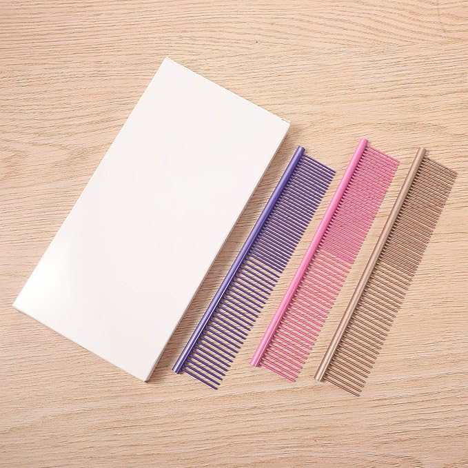 3 Pcs Stainless Steel Grooming Combs for Matted and Tangled Long Hair - Pet Guide Clippers for Dog and Cat-PawvioPets