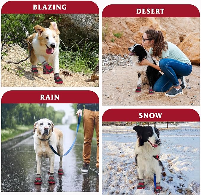 Dog Shoes for Large Medium Small Dog, Mesh Breathable Dog Shoes for Hot Pavement, Anti-Slip Dogs Boots Paw Protectors with Reflective for Outdoor Walking Indoor Hardfloors (Size 3)-PawvioPets