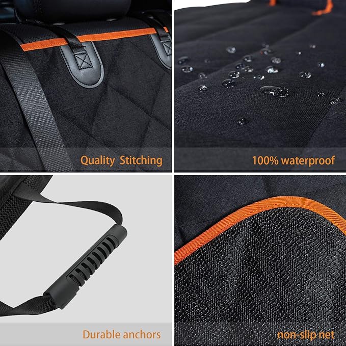 Car Seat Protector, 600D Heavy Duty Car Seat Cover for Dogs, Waterproof Dog Car Seat Cover for Back Seat, Scratch Proof Nonslip Seat Cover for Dogs in Car-PawvioPets