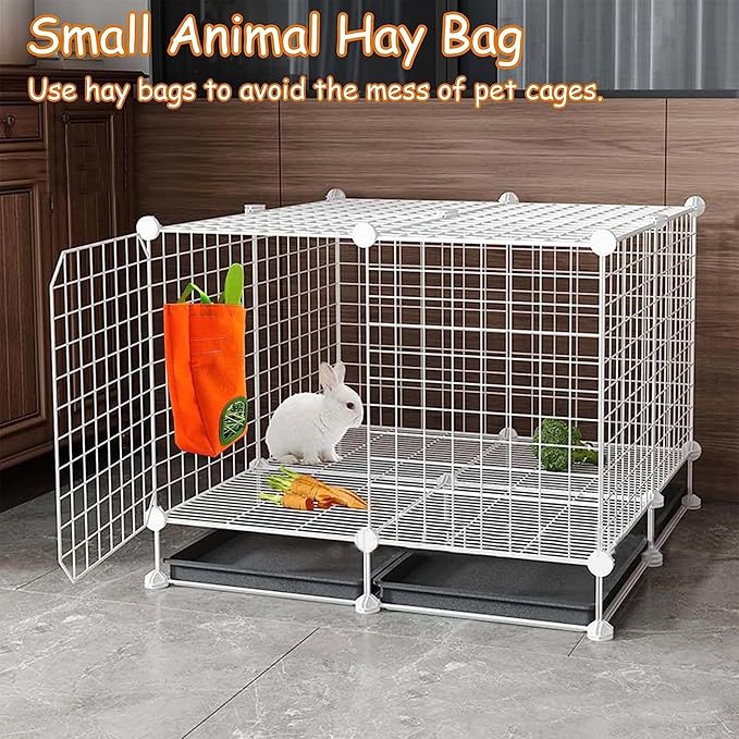 GKYZBB Rabbit Hay Feeder Bag for Cage Guinea Pig Timothy Hay Dispenser Storage Manger Hanging Large Less Waste for Bunny(Carrot)-PawvioPets