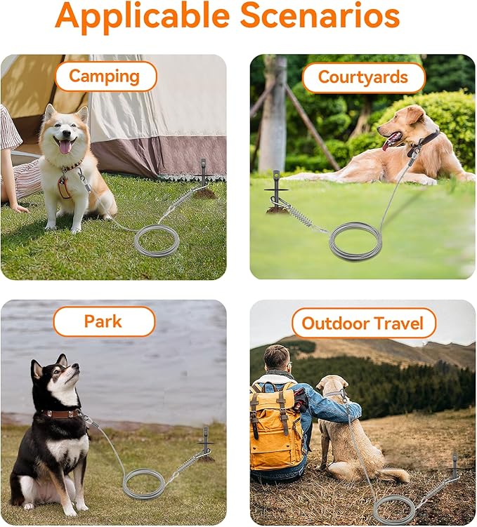 Dog Tie Out Stake, Heavy Duty Dog Tie Out Stake for Large Dogs up to 210 lbs, Ground Anchor for a Dog Cable, Leash, Lead Tether, Dog Accessories Trampoline Stakes 1-Pack (Black)-PawvioPets