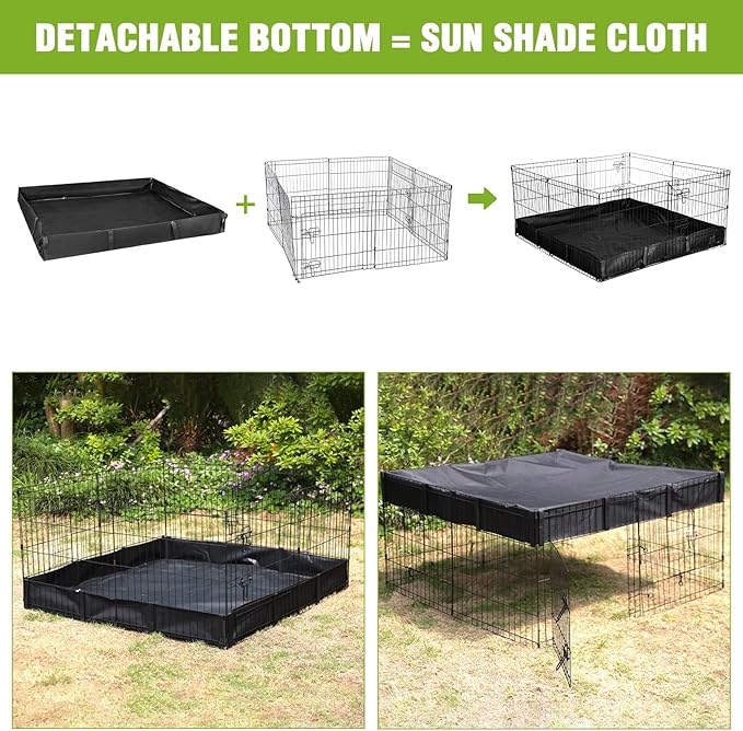 Bunny Playpen Indoor & Outdoor, Rabbit Playpen with Waterproof Liner, Extension Guinea Pig Cages for Small Animals (Playpen Only)-PawvioPets