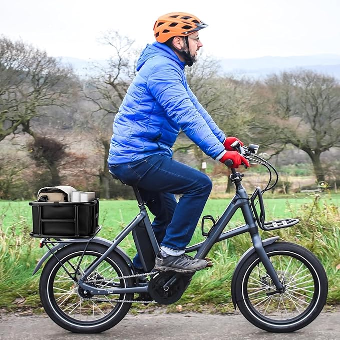 Bike Basket Rear with Liner,Waterproof Cover,Cargo Net Large Rear Bike Basket,Heavy Duty Bicycle Rear Basket for Electric Bike, Ebike,Great for Bike Trip,Carrying Grocery,Ball,Dog-PawvioPets