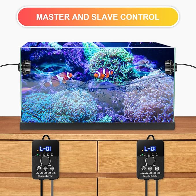 2100GPH Aquarium Wave Maker with Controller Mini DC 24V 12W Powerhead with Magnetic Mounting, Wavemaker with LED Display for 50 to 100 Gallon Tank-PawvioPets