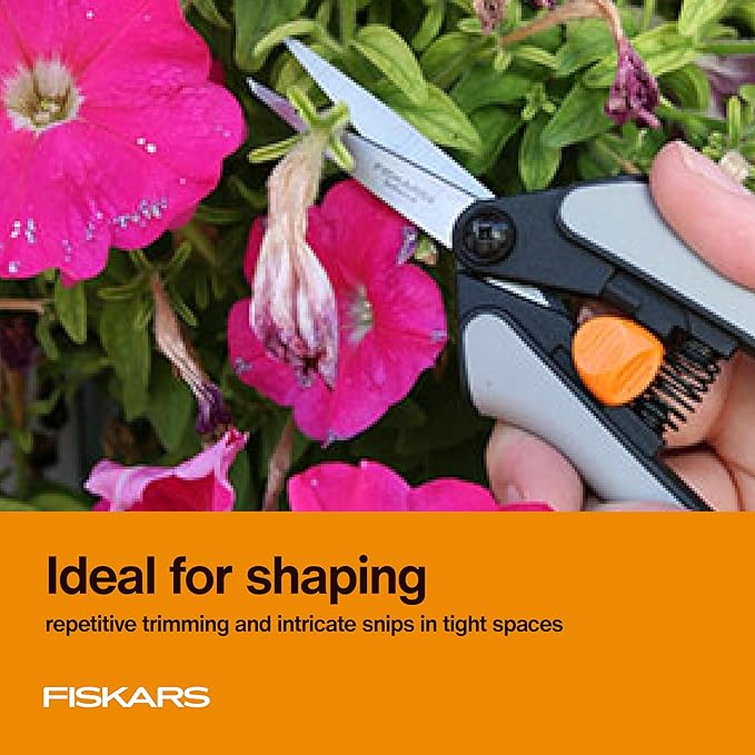 Fiskars 15pc Micro-Tip Pruning Snip Set, Precision Stainless Steel Blades, Softgrip Handles for Deadheading, Trimming & Shaping Small Plants-PawvioPets