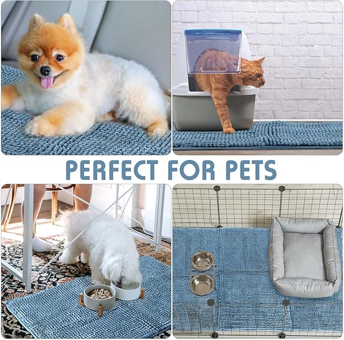 Amylove 4 Pcs Guinea Pig Cage Liner Guinea Pig Bedding Washable Fleece Pee Pads Reusable Small Animals Training Mat Small Animal Sleeping Bed for Bunny Hamster(Blue,16 x 24 Inch)-PawvioPets