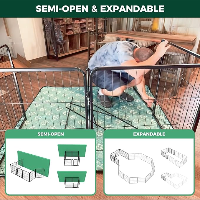 FXW Homeplus Unleashed Indoor Dog Playpen - Stress-Free and Safe Play, Heavy Duty 24 Inch 16 Wire Panels Dog Pen for Puppy and Small Dogs, Black│Patented-PawvioPets