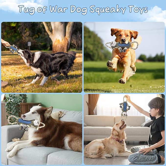 Funny Plush Dog Chew Toys, Squeaky Dog Toys, Interactive Tug of War Puppy Toys, Stuffed Dog Toys for Small, Medium and Large Dogs - Monkey-PawvioPets