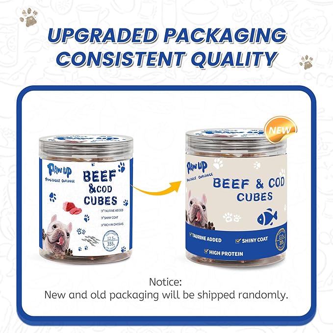 Dog Treats Training Rewards, Beef Cod Cubes, 1% Taurine Added, 12.5 oz, Rawhide Free, Grain Free, Low Fat Dog Training Rewards and Snacks, No Additives-PawvioPets