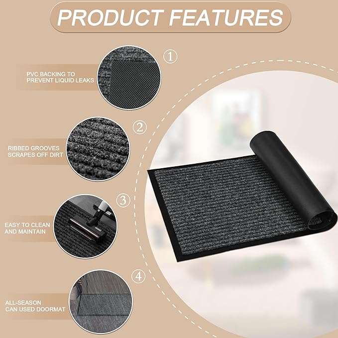 Front Door Mat Outside Entrance, 72" x 24" Sturdy Indoor Outdoor Mats for Entryway, Low Profile Welcome Doormat for Home Entrance, Non Slip Shoe Scraper Mat, Ideal for High Traffic Area-PawvioPets