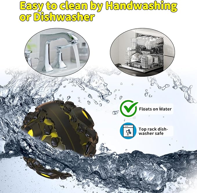 Dog Ball for Aggressive Chewers - Interactive Dog Toy Balls Fun Squeaky Sound to Keep Them Busy, Durable for Small Medium Large Breeds, Rubber Pet Chew Toys, As Seen on TV, Black & Yellow-PawvioPets