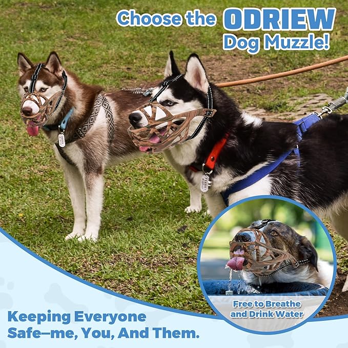 Dog Muzzle for Large Dogs, Breathable Basket Muzzles for Small, Medium and X-Large Aggressive Dog, Allows Panting Drinking, Suitable for Grooming Trimming Training (Camouflage Brown, L)-PawvioPets