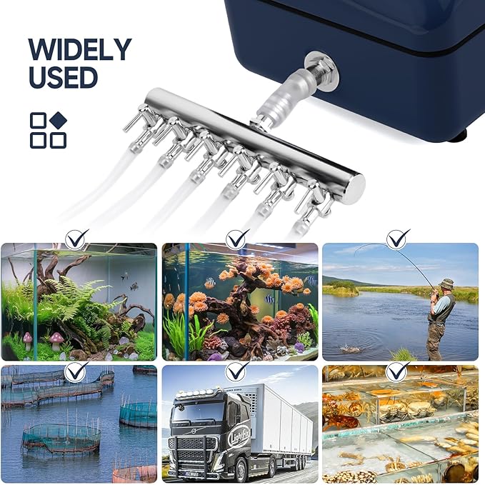 AQQA Aquarium Air Pump,AC/DC Battery Air Pump for Pond Fish Tank,9 Gear Adjustable Air Volume,IPX6 Waterproof Rechargeable Bubbler Aerator for Outdoor Fishing Breed Aquatics (20W)-PawvioPets