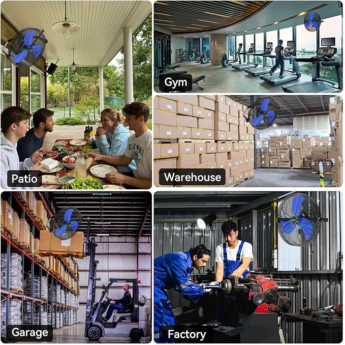 18 Inch Wall Fan Pro Series - 4900 CFM 3 Speed High Velocity Industrial Wall Mount Fans for Commercial, Residential, Warehouse, Covered Patio, Shop, Garage, Barn, Gazebo UL Safety Listed-PawvioPets