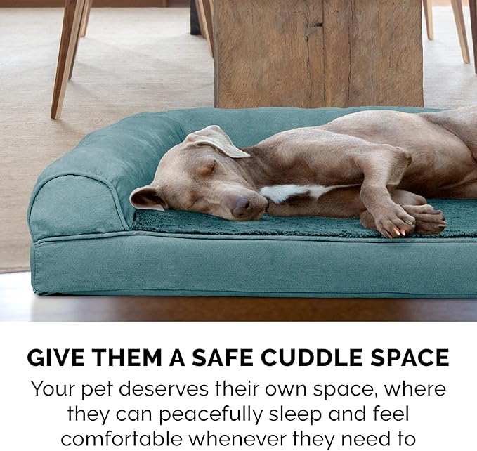 Furhaven Cooling Gel Dog Bed for Large Dogs w/ Removable Bolsters & Washable Cover, For Dogs Up to 125 lbs - Plush & Suede Sofa - Deep Pool, Jumbo Plus/XXL-PawvioPets