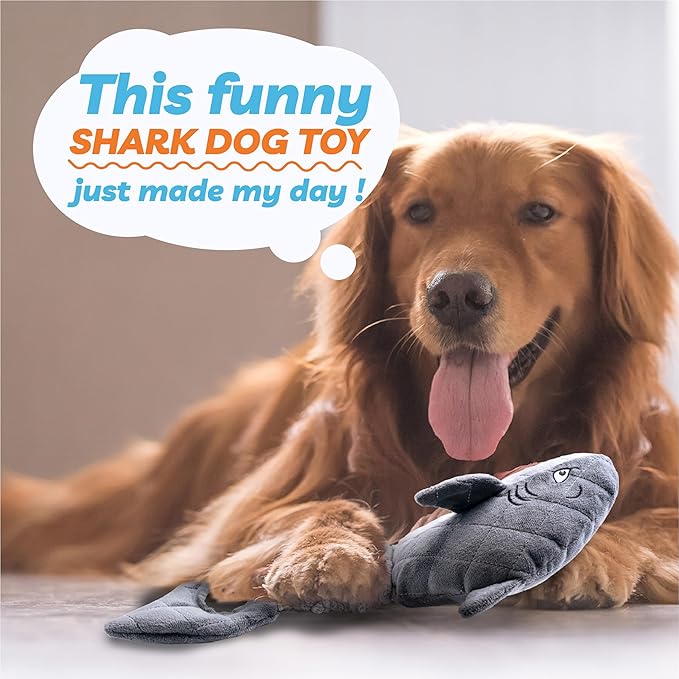 Dog Toys for Small Dogs, Squeaky Tough Dog Toys for Aggressive Chewers, Plush Dog Chew Toys for Teething, Interactive Shark Dog Toys to Keep Them Busy, Puppy Toys for Small, Medium,Large Breeds-PawvioPets