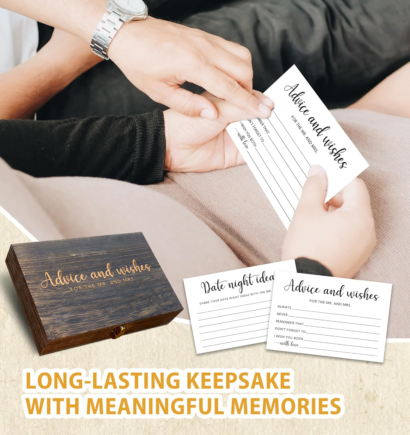 Advice and Wishes for the Mr and Mrs Box - 50 Pcs Wedding Advice Cards Bridal Shower Game Cards Reception Guest Book for Bride Groom Newlywed Engagement Party Decoration(Minimalism) -A02