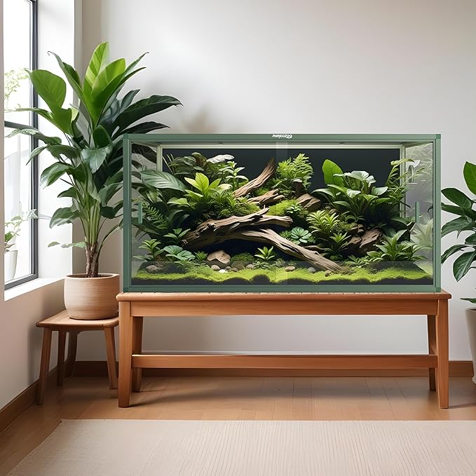 120 Gallon Bearded Dragon Tank,48" x 24" x 24" Reptile Tank with Sliding Door Top Screen Ventilation, Front Opening Reptile Enclosure for Easy Maintenance-PawvioPets