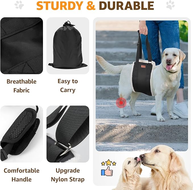 Adjustable Dog Lift Harness Dog Sling for Large Dogs Hind Leg Support Soft Lift Support and Rehab Harness for Weak Rear Legs, Helps Senior, Injured, Disabled and After ACL Surgery Dogs Large-PawvioPets