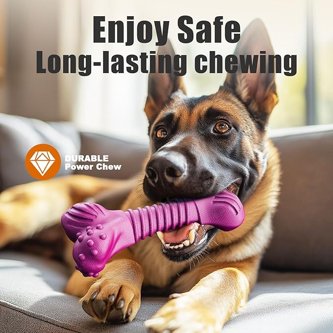 Dog Toys for Aggressive Chewers, Dog Toys for Medium Large Dogs, Natural Rubber Dog Chew Toys with Beef Flavor, Indestructible Chew Toys for Aggressive Chewers (Purple)-PawvioPets
