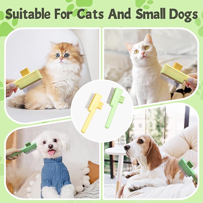 Flea Comb for Cats & Dogs Brush for Shedding Self Cleaning Pet Comb Lice Comb with Long & Short Stainless Steel Teeth Pet Hair Removal Tool 2025-PawvioPets