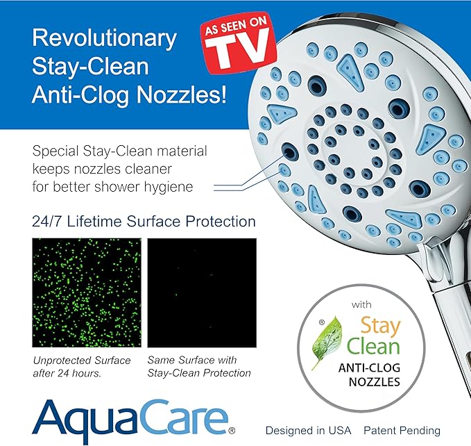 AquaCare High Pressure 10 Spray Mode Filtered Showerhead - Handheld Shower Head Filters Chlorine to Heal Dry Skin, Revive Hair - Dual Power Wash Cleans Tub, Tile, Pets - Hard Water Softener, Chrome-PawvioPets