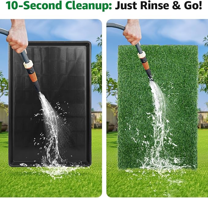 Dog Grass pad with Tray,45”x 29” Indoor Dog Potty with 2 Packs Replacement Artificial Fake Grass-5 Packs Disposable Puppy Pads,for Puppy Training Apartment,Outdoor Use-PawvioPets