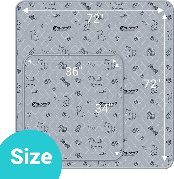 Conkote 72"x72" Washable Pee Pads for Dog Extra Large, Reusable Pee Pads Thick and Heavy Absorbency, Dog Playpen Mat Waterproof Puppy Training Pads for Playpen, Crate, Floor, Bed, Sofa, 1 Pack-PawvioPets