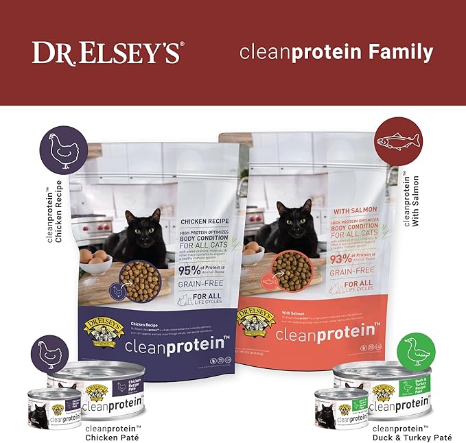 Dr. Elsey's cleanprotein Salmon Recipe Wet Cat Food, Pate 5.3 oz cans (Pack of 24)-PawvioPets
