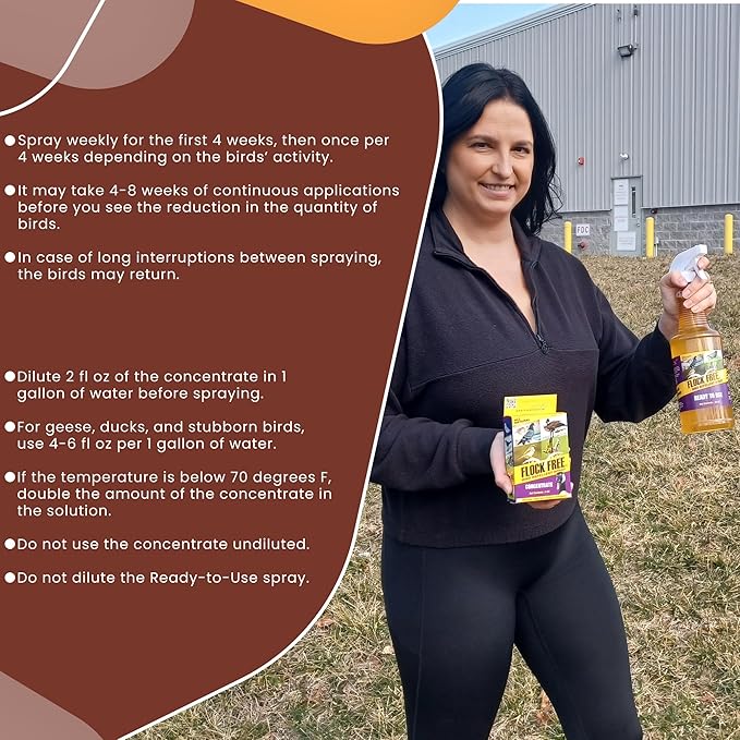 Bird Repellent Spray Bundle, Ready to Use Bird Spray 32oz + Concentrate 4oz Refill-PawvioPets