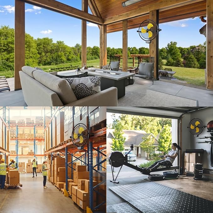 5100 CFM 20" Remote Control Wall Mount Fans, High Velocity 3-Speed Professional Oscillating Wall Fan with Timer, Heavy Duty Industrial Wall Fans for Patio, Commercial, Gazebo, and Garage, UL Listed-PawvioPets