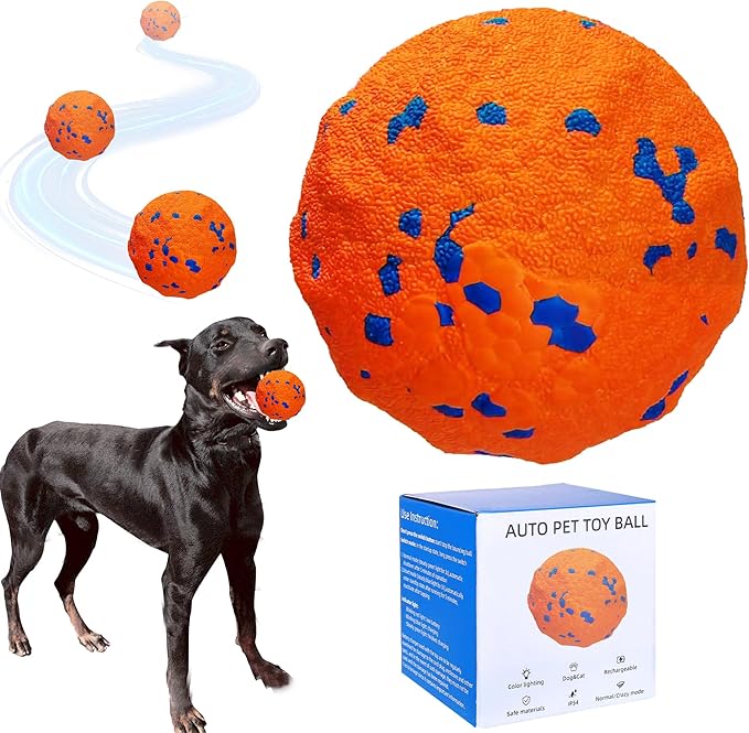Interactive Dog Toys Dog Balls Activated Automatic Rolling Ball for Puppy Small Medium Dogs Smart Jumping Automatic Moving Bouncing and Rotating Ball Vibrating Keep Them Busy (bigball Orange)-PawvioPets