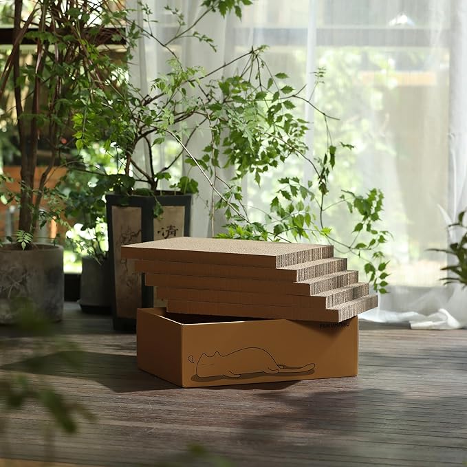 FUKUMARU 5 PCS Cat Scratching Boards, 11.4 Inch Width Ex-Large Cat Scratcher Box, Reversible Cardboard Scratchers for Indoor Cats, Cat Scratch Box for Large, Medium and Small Cats, Protect Furniture-PawvioPets