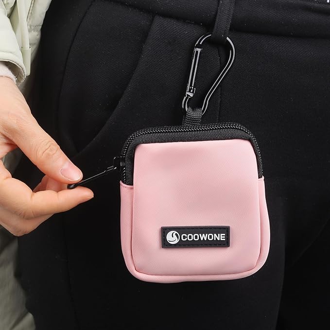 Dog Treat Pouch 2 PCS, Waterproof Small Dog Treat Bag for Leash, Hands Free Dog Walking Bag with Carabiner, Dog Poop Bag Holder for Pet Puppy Travel or Outdoor Use, Zipper Closure to Avoid Spilling-PawvioPets